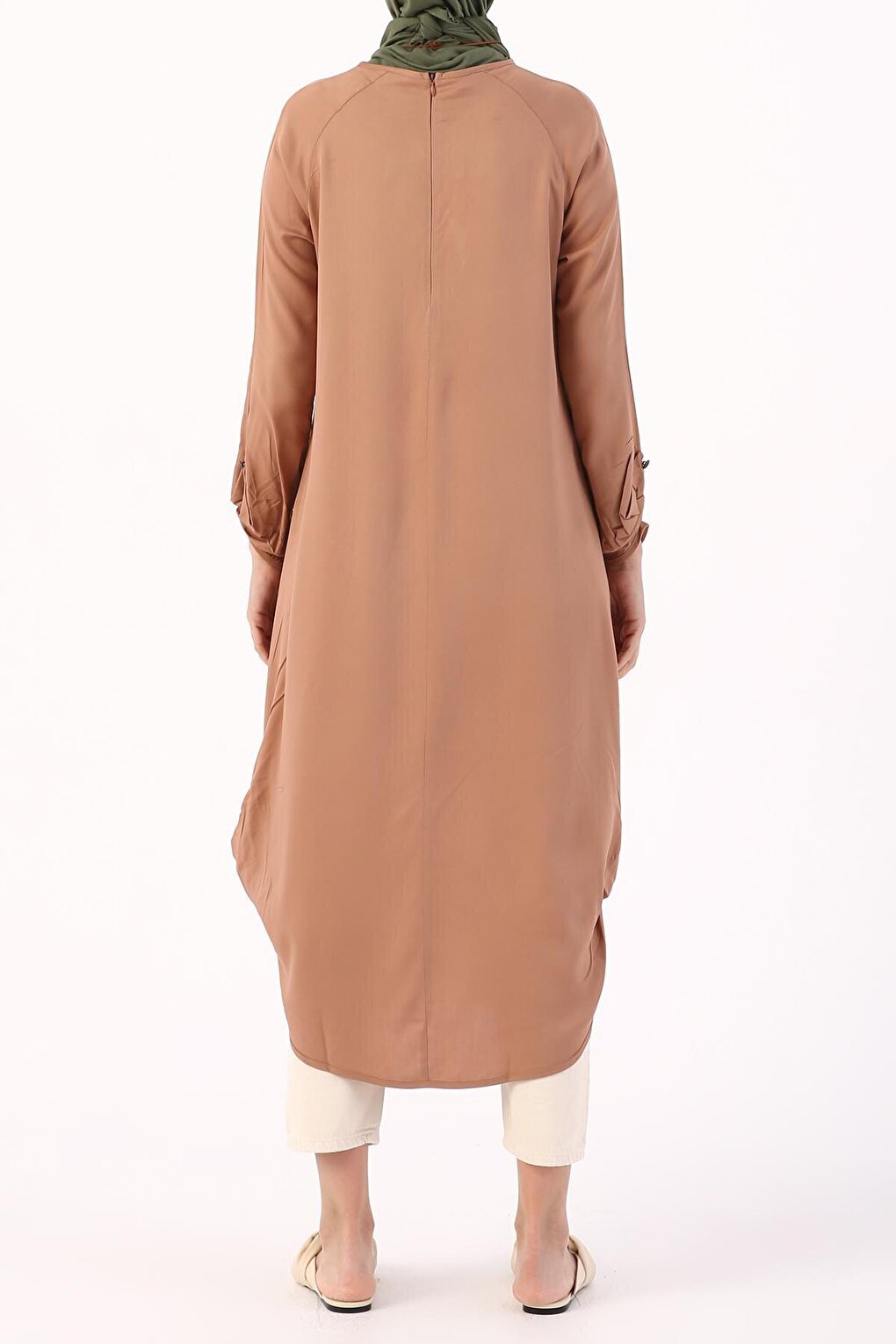 Milk Brown Raglan Viscose Tunic with Necklace