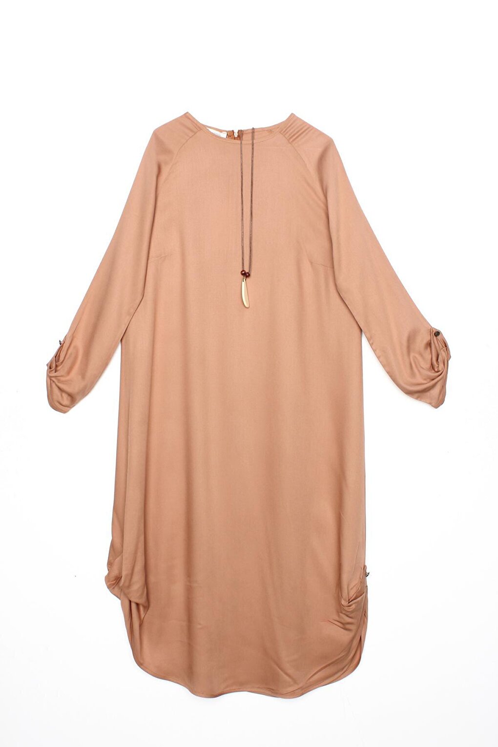 Milk Brown Raglan Viscose Tunic with Necklace