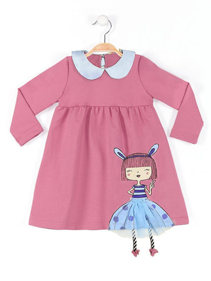 Baby Rabbit Collar Dried Rose Girl Dress