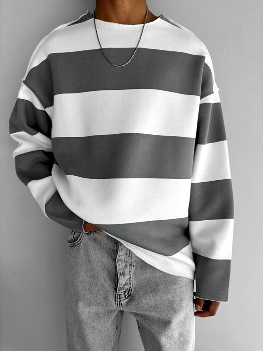 Oversize Striped Sweatshirt Gray