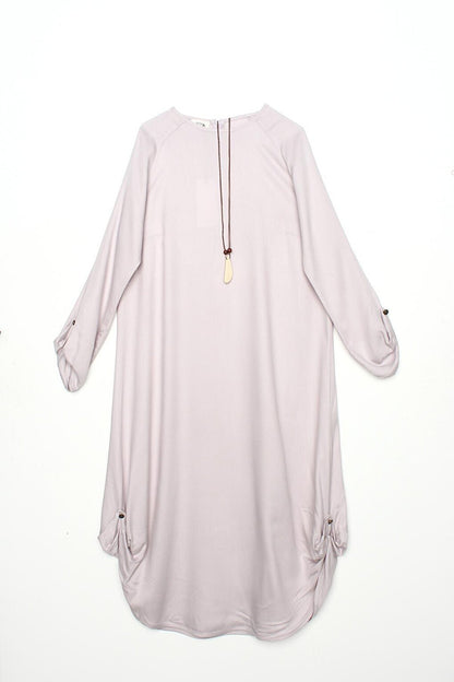 Light Lilac Raglan Sleeve Necklace Viscose Tunic