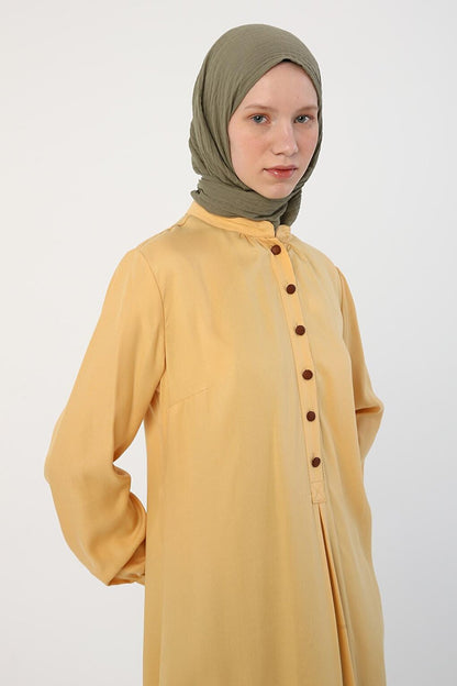 Light Mustard Half Placket Viscose Tunic