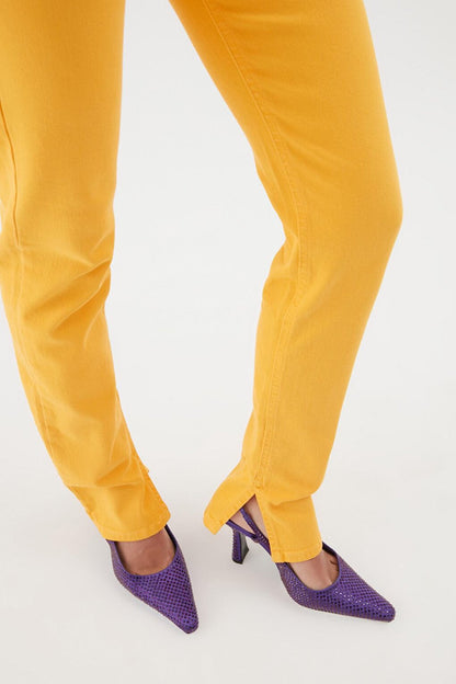 Side Slit Jean Trousers Orange