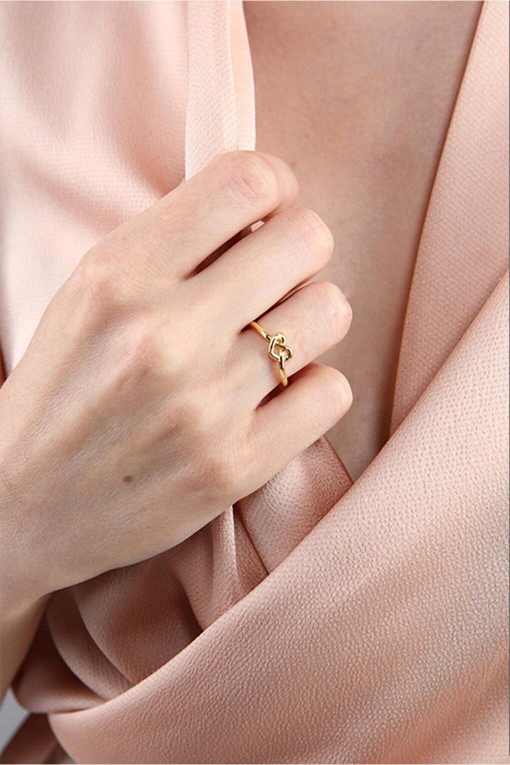 Women's Gold Plated Knot Ring Adjustable