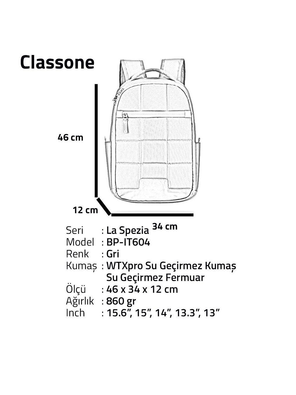 La Spezia 15.6' Wtx Pro Waterproof Fabric Laptop Backpack