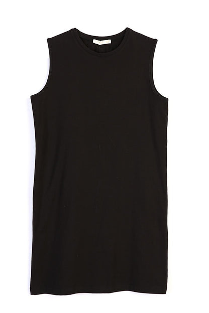 Black Plus Size Sleeveless Basic T-Shirt Tunic