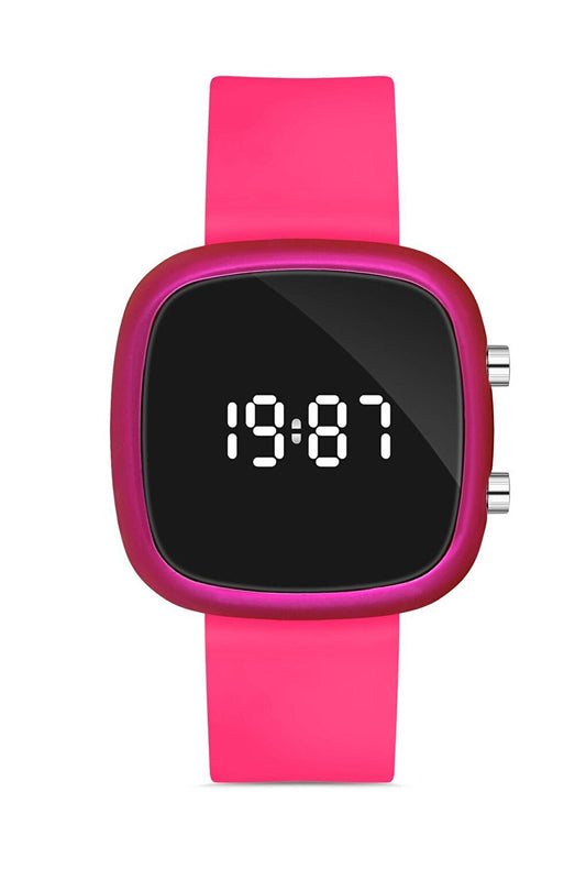 Women's Pink Silicone Digital LED Wristwatch Apwr032709