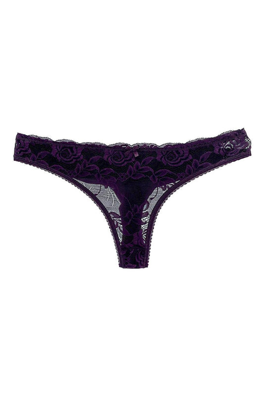 Cotton Lace Front Double Layer Seamless Thong Women's Panties