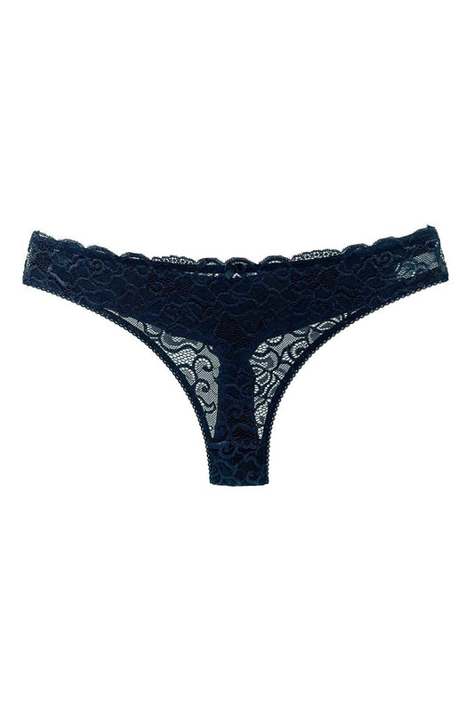 Cotton Lace Front Double Layer Seamless Thong Women's Panties