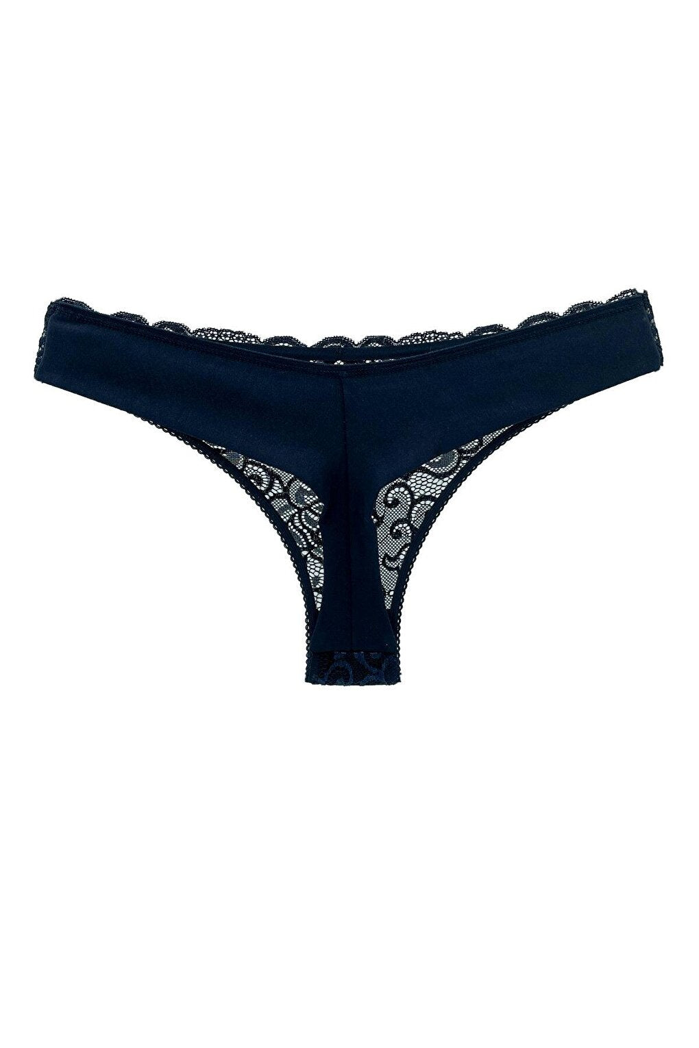 Cotton Lace Front Double Layer Seamless Thong Women's Panties