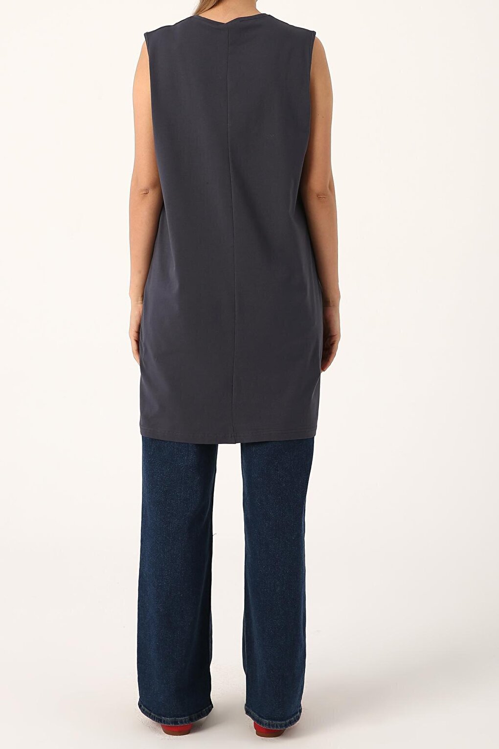 Smoked Collar Piping Sleeveless Basic Tunic