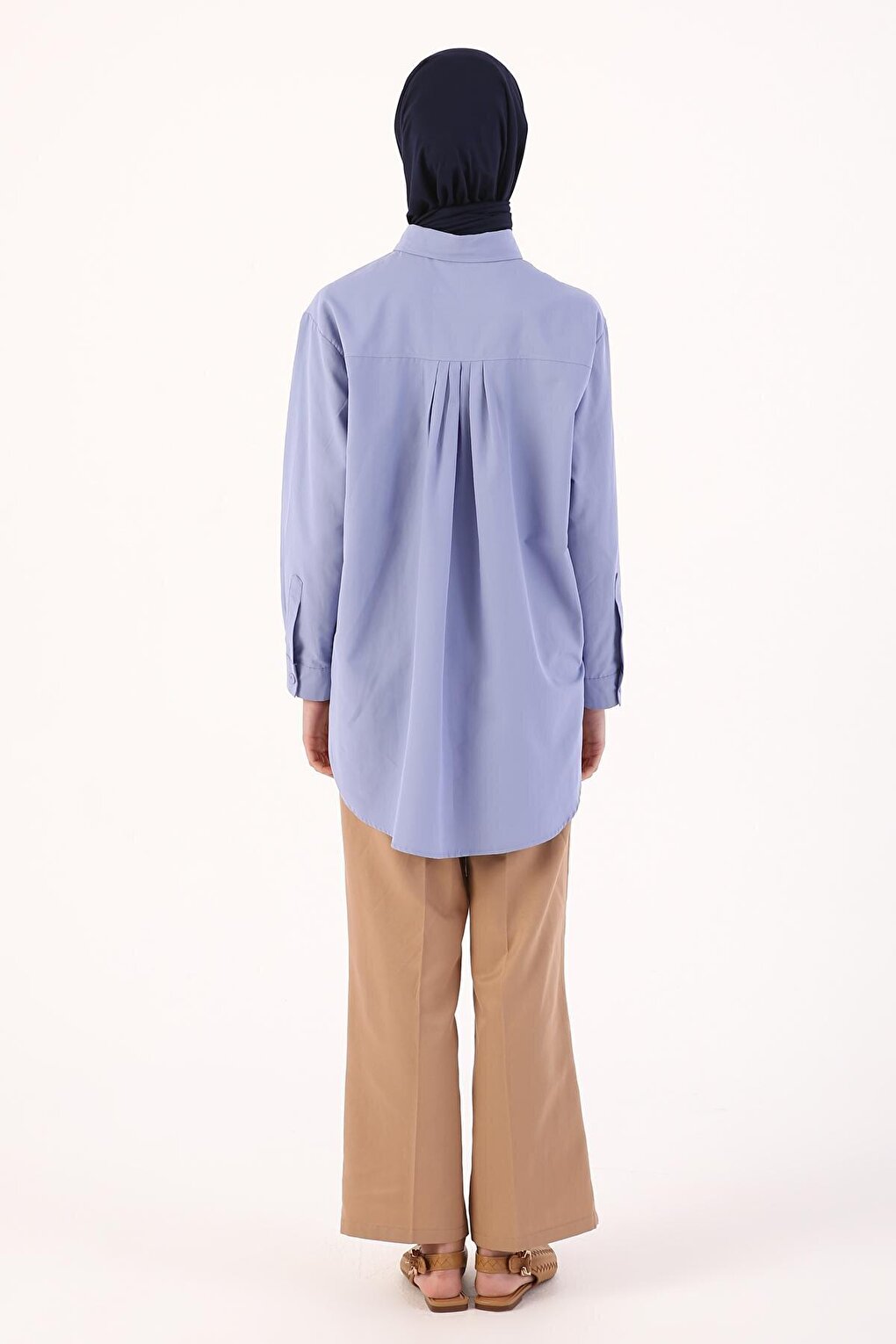 Lilac Fabric Covered Buttoned Oversize Shirt