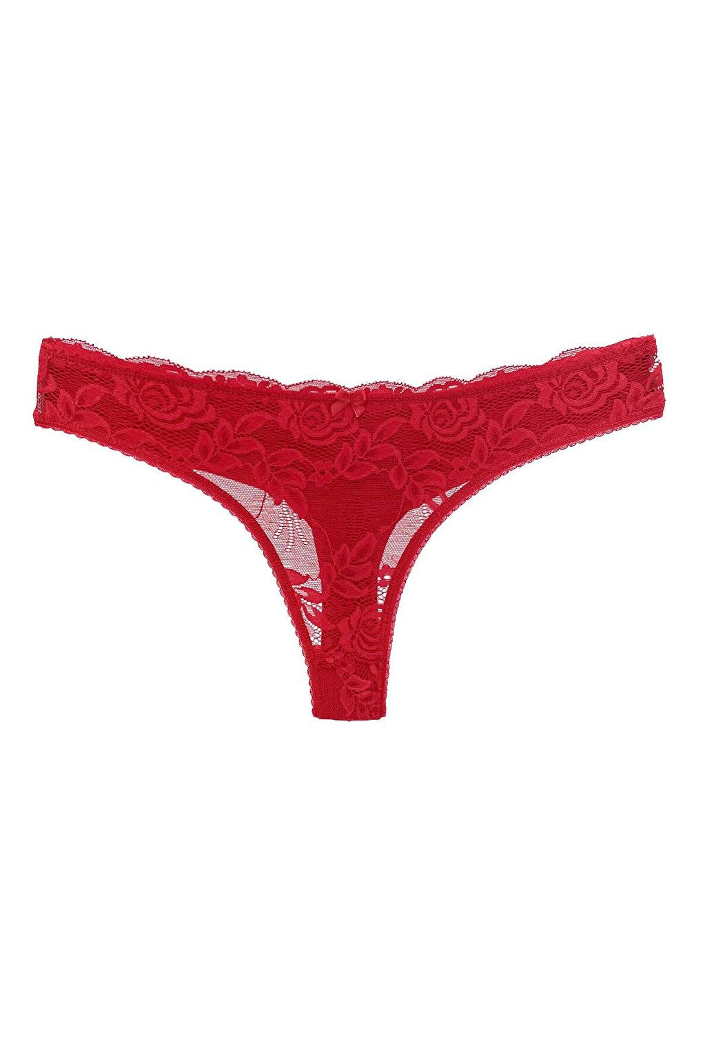 Cotton Lace Front Double Layer Seamless Thong Women's Panties