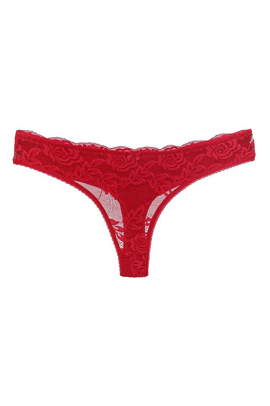 Cotton Lace Front Double Layer Seamless Thong Women's Panties