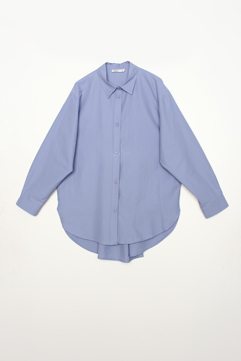 Lilac Fabric Covered Buttoned Oversize Shirt