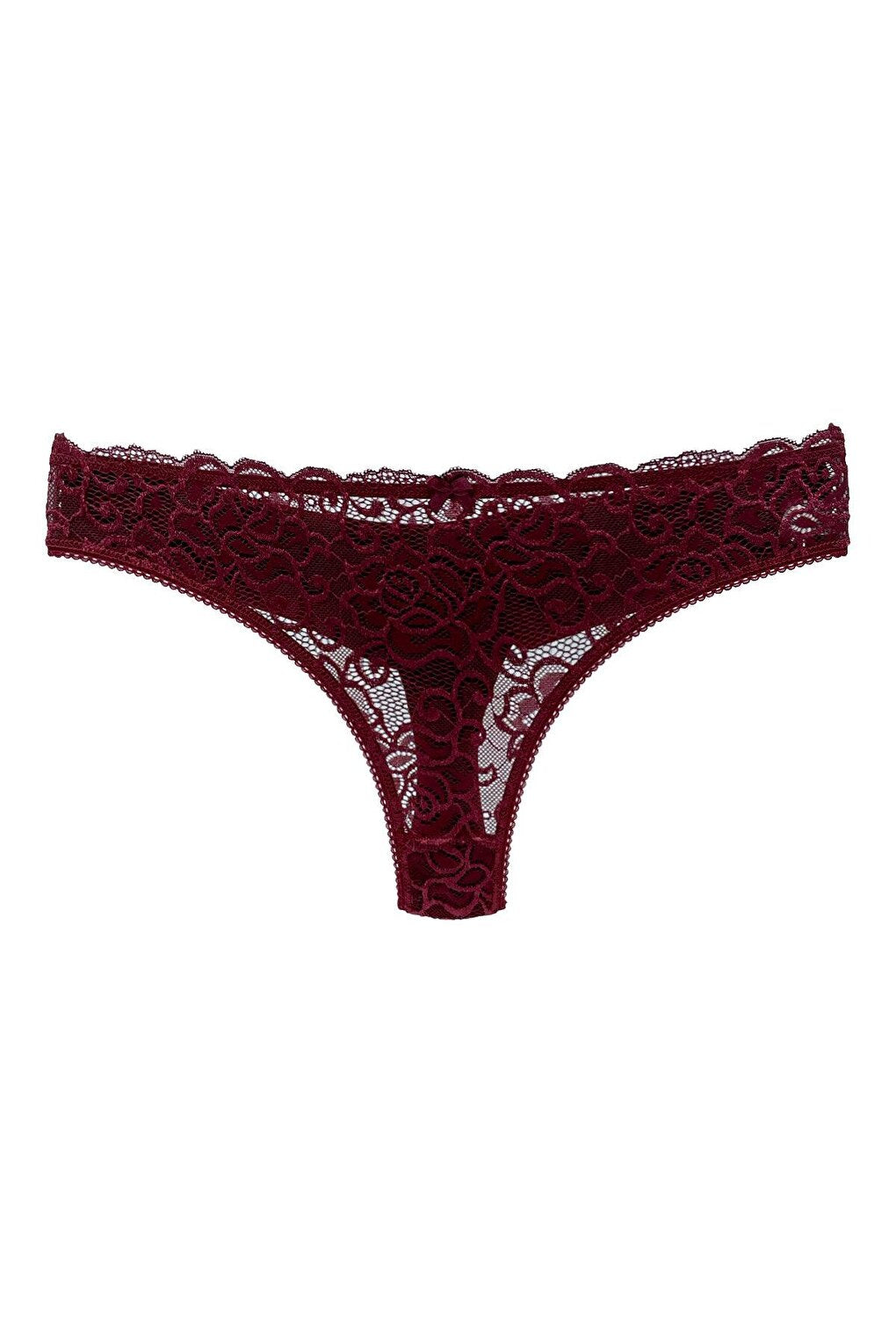 Cotton Lace Front and Back Double Layer Seamless Thong Women's Panties