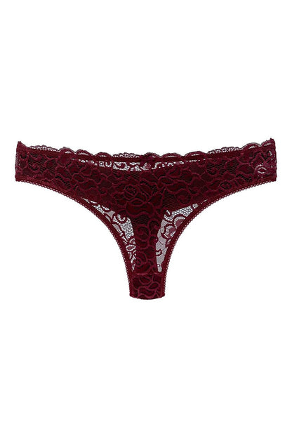 Cotton Lace Front and Back Double Layer Seamless Thong Women's Panties