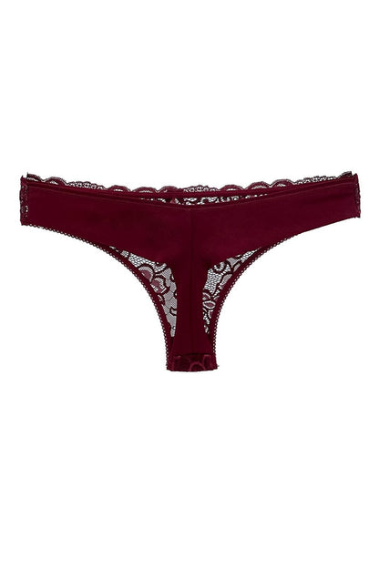 Cotton Lace Front and Back Double Layer Seamless Thong Women's Panties