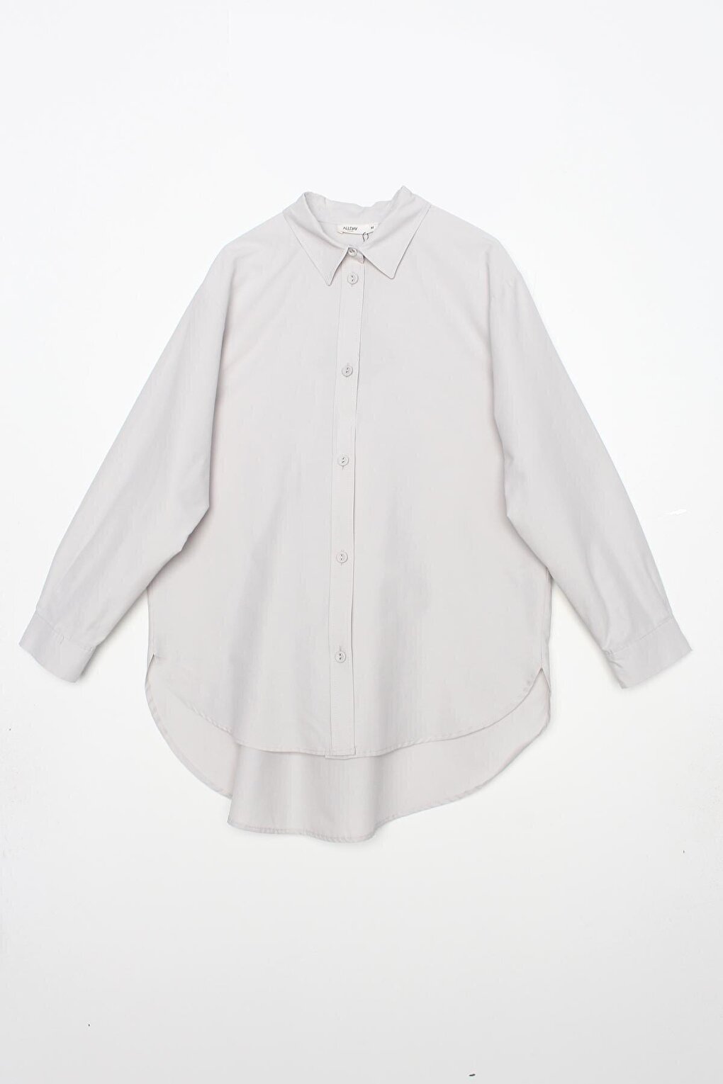 Light Gray Fabric Covered Buttoned Oversize Shirt