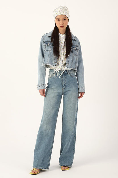 Mavi01 100% Cotton Tasseled Crop Denim Jacket