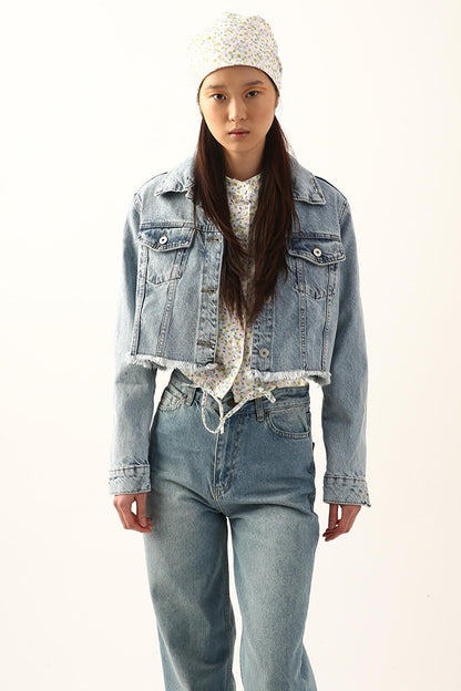 Mavi01 100% Cotton Tasseled Crop Denim Jacket