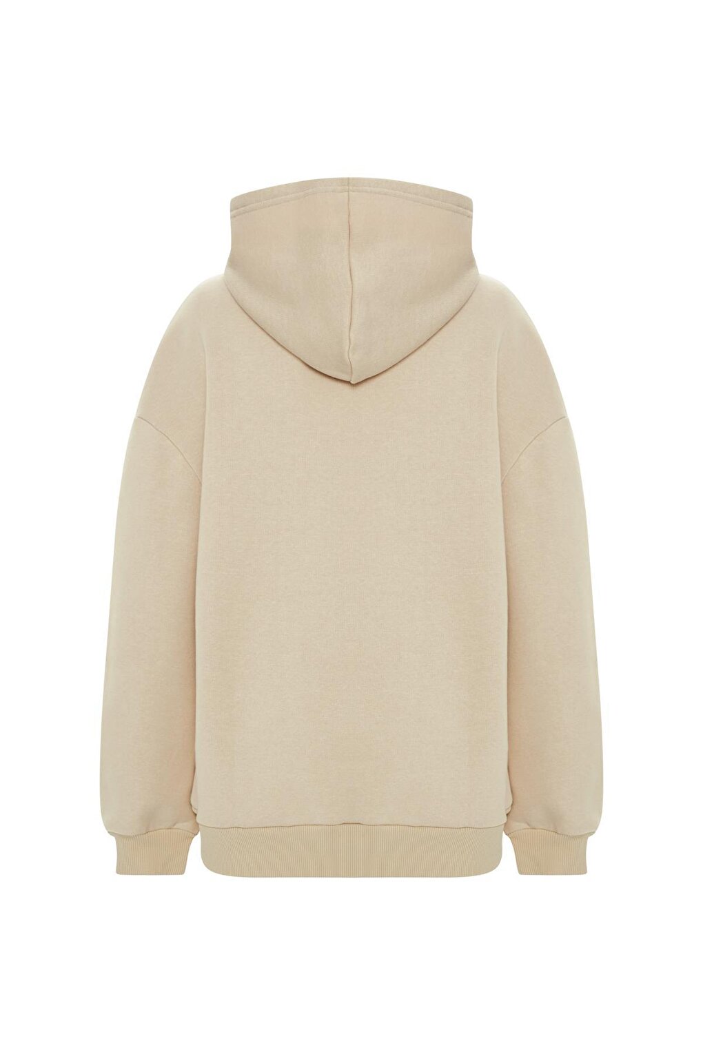 Printed Solid Color Sweatshirt -Beige