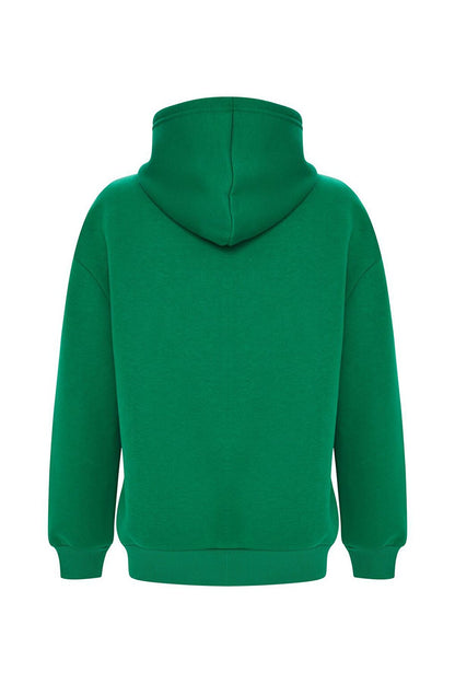 Printed Solid Color Sweatshirt -Green