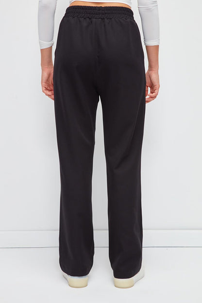 Solid Color Stylish Trousers with Elastic Waist