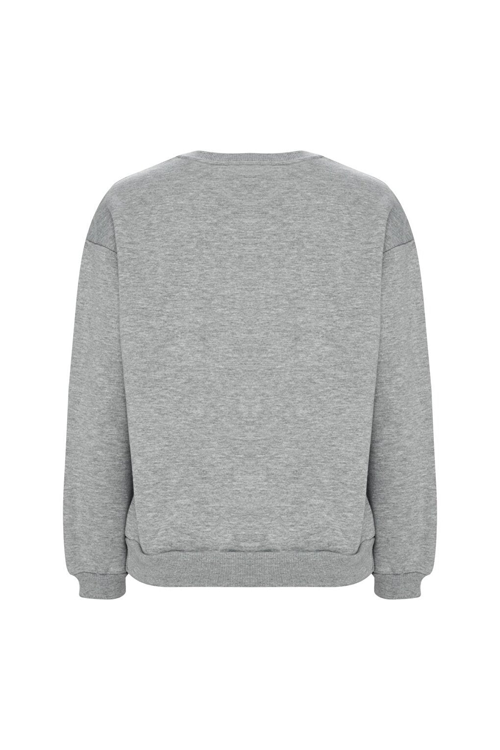 Printed Solid Color Sweatshirt -Grey