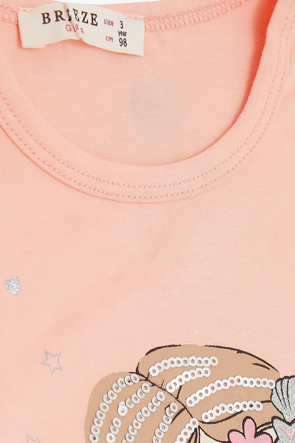 Girl's T-Shirt Cute Mermaid Printed Salmon (Age 3-5)