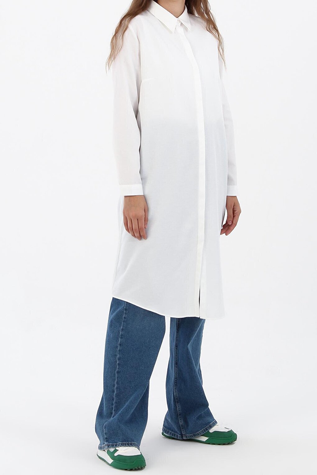 Ecru Hidden Placket Shirt Tunic