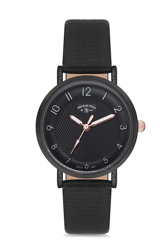 Women's Black Leather Wristwatch Apsv1-a5801-kd333