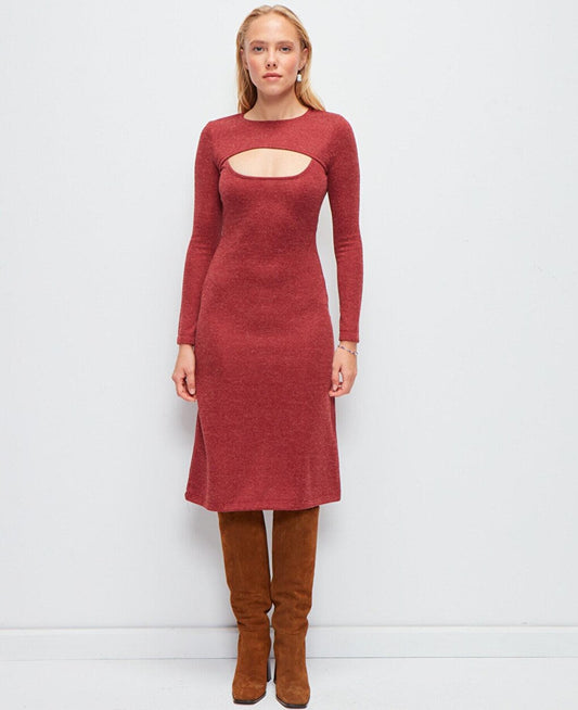 Long Sleeve Solid Color Knitwear Dress