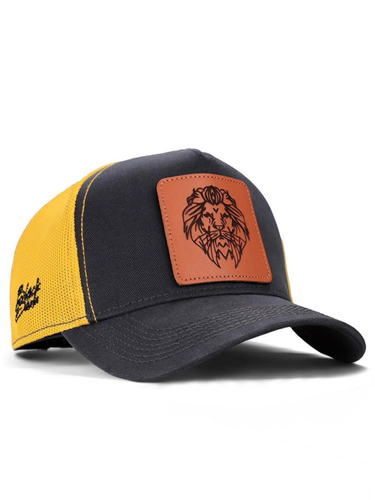 V1 Trucker Lion - Unisex Anthracite-Yellow Hat (Cap) with 13 Code Logo