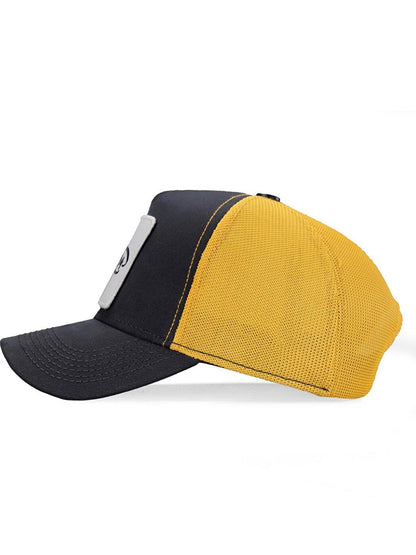 V1 Trucker A Letter - Unisex Anthracite-Yellow Hat (Cap) with 4 Code Logo