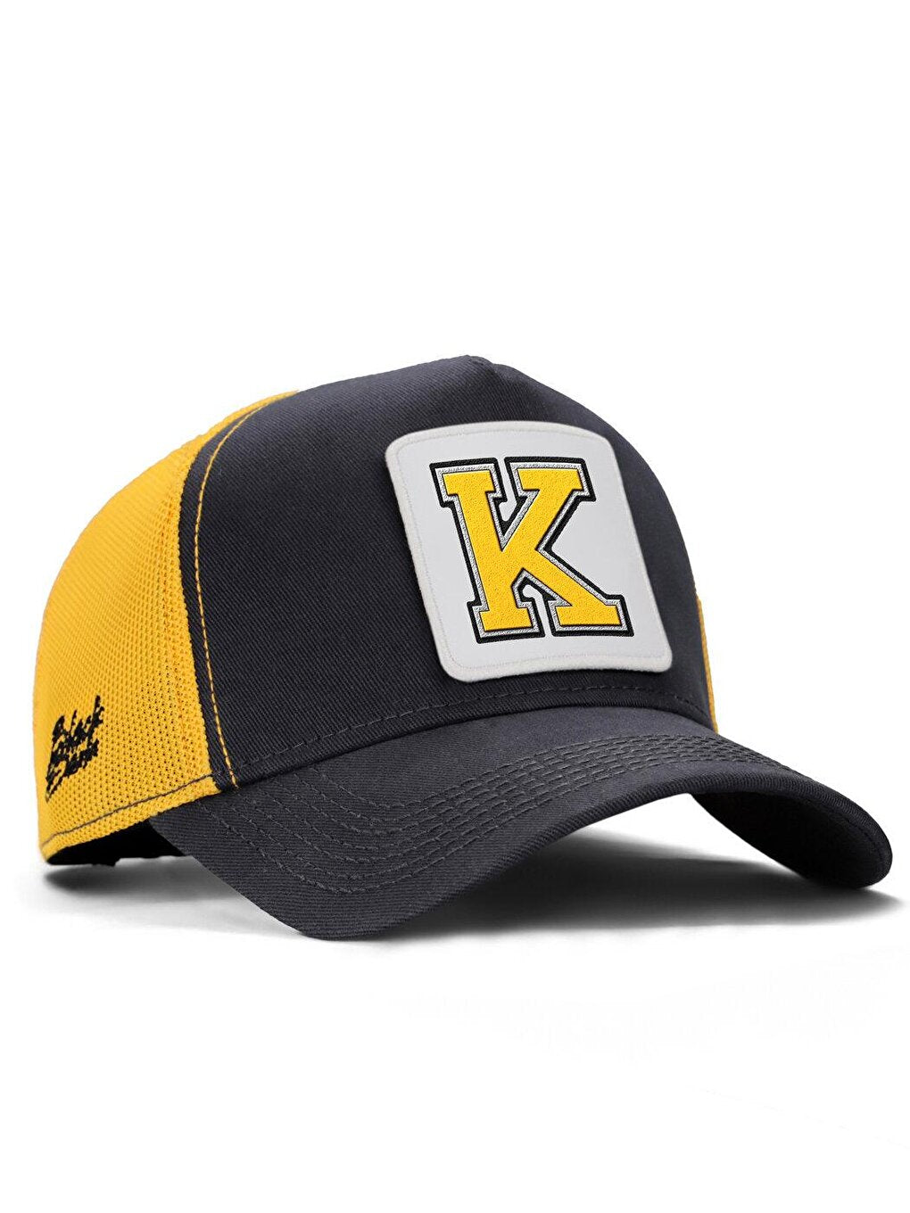 V1 Trucker K Letter - Unisex Anthracite-Yellow Hat (Cap) with 4 Code Logo