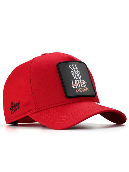 V1 Baseball See You Later Never - Unisex Red Hat (Cap) with 2 Code Logo