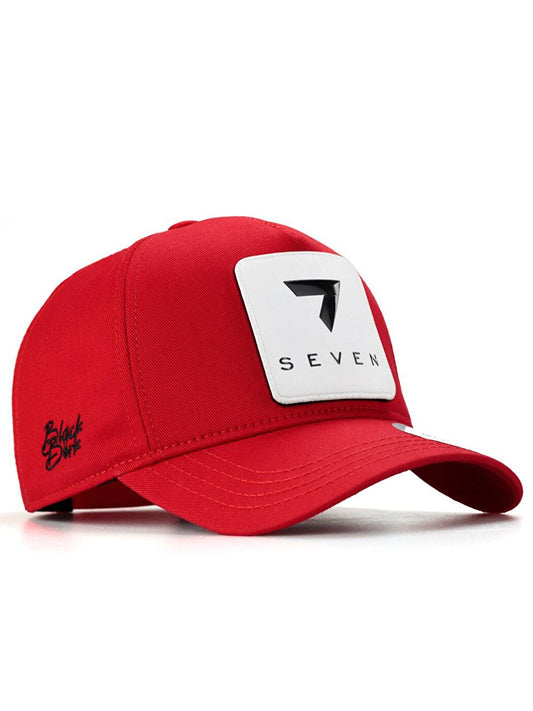 V1 Baseball Number 7 - Unisex Red Hat (Cap) with 4 Code Logo