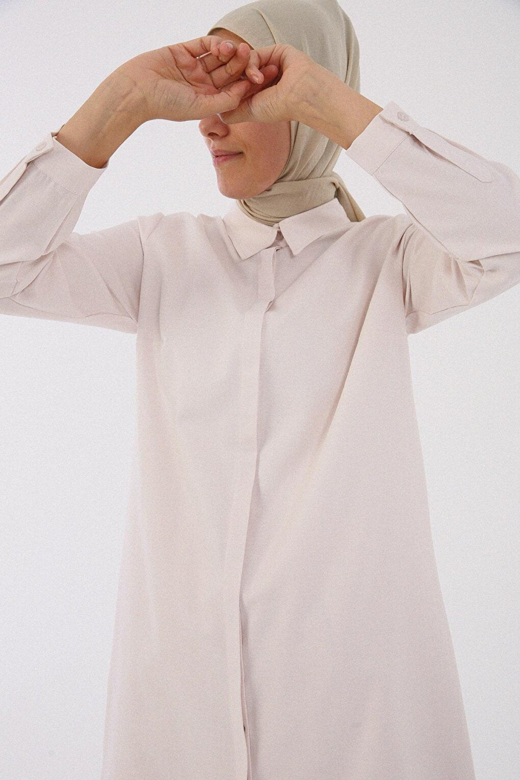 Light Pink Hidden Placket Shirt Tunic