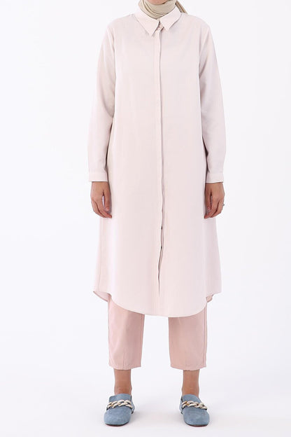 Light Pink Hidden Placket Shirt Tunic