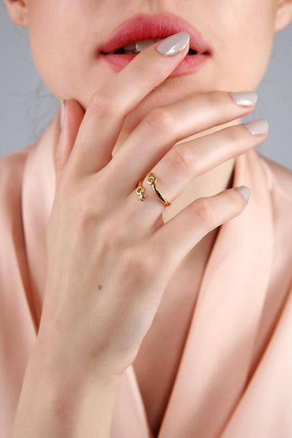 Women's Gold Plated Thin Mars And Venus Symbol Ring