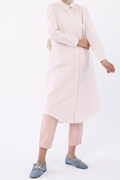 Light Pink Hidden Placket Shirt Tunic