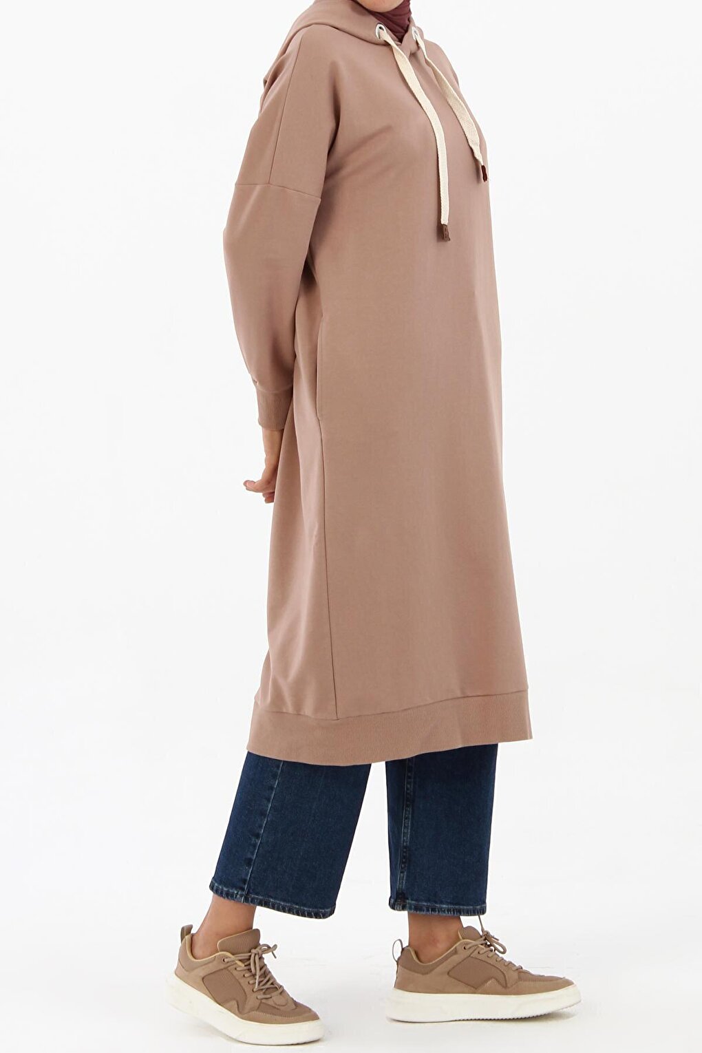 Mink Eyelet Hooded Sweat Tunic with Pockets