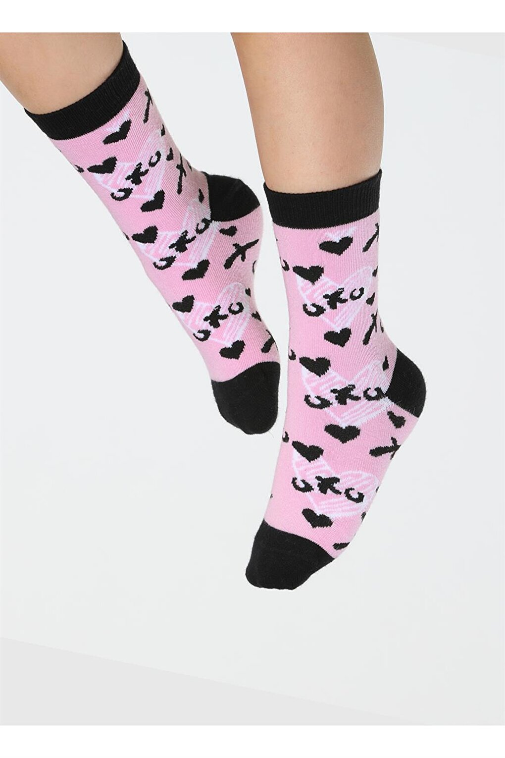 Xo Patterned Pink Girls Socks