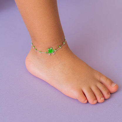 Sprattle Frog Silver Little Kids Anklet