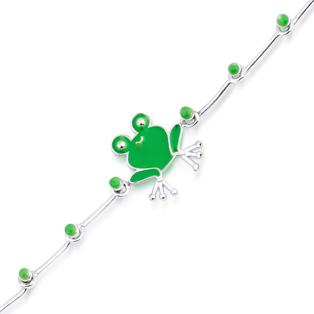 Sprattle Frog Silver Little Kids Anklet