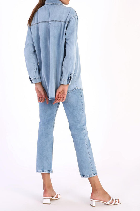 Light Blue Pocket Denim Shirt