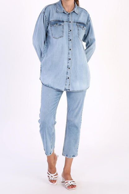 Light Blue Pocket Denim Shirt