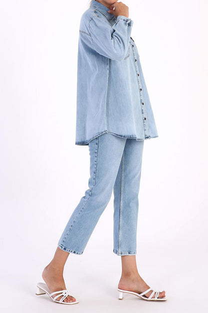 Light Blue Pocket Denim Shirt