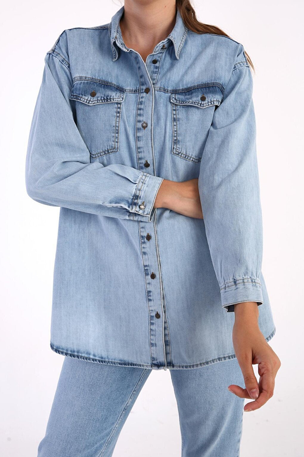 Light Blue Pocket Denim Shirt